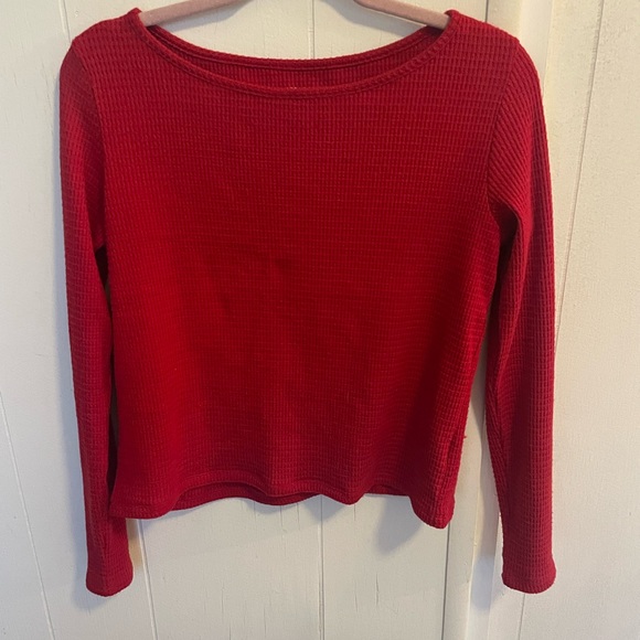 AMERICAN EAGLE RED LONG SLEEVE PLUSH THERMAL CREW NECK TEE SHIRT - Picture 2 of 5
